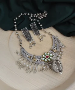 Glamaya Heer Oxidised Long Necklace Earring Set 2 GLAM-CN-OX-22F9-853132-43-7