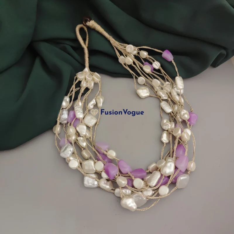 Glamaya Pahal Semi Precious Stone Pearl Choker Necklace 1 GLAM-NE-PE-150-486838-205-3