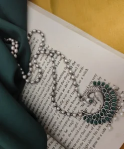 Glamaya Pritha Silver Replica Brass Peacock Chain Necklace 4 GLAM-NE-BR-21F4-231761-43-7
