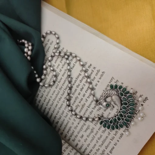 Glamaya Pritha Silver Replica Brass Peacock Chain Necklace 4 GLAM-NE-BR-21F4-231761-43-7 Glamaya Pritha Silver Replica Brass Peacock Chain Necklace 4 GLAM-NE-BR-21F4-231761-43-7