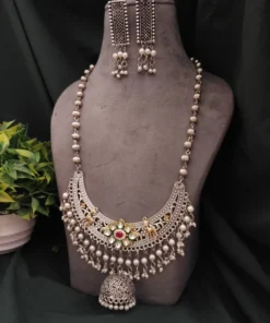 Glamaya Heer Oxidised Long Necklace Earring Set 1 GLAM-CN-OX-22F9-853132-43-7