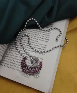 Glamaya Pritha Silver Replica Brass Peacock Chain Necklace 8 GLAM-NE-BR-21F4-231761-43-7 Glamaya Pritha Silver Replica Brass Peacock Chain Necklace 8 GLAM-NE-BR-21F4-231761-43-7