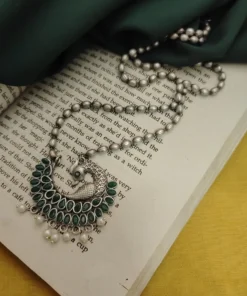 Glamaya Pritha Silver Replica Brass Peacock Chain Necklace 3 GLAM-NE-BR-21F4-231761-43-7
