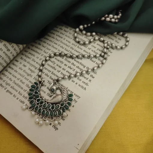 Glamaya Pritha Silver Replica Brass Peacock Chain Necklace 3 GLAM-NE-BR-21F4-231761-43-7 Glamaya Pritha Silver Replica Brass Peacock Chain Necklace 3 GLAM-NE-BR-21F4-231761-43-7