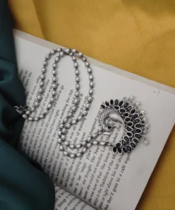 Glamaya Pritha Silver Replica Brass Peacock Chain Necklace 11 GLAM-NE-BR-21F4-231761-43-7 Glamaya Pritha Silver Replica Brass Peacock Chain Necklace 11 GLAM-NE-BR-21F4-231761-43-7