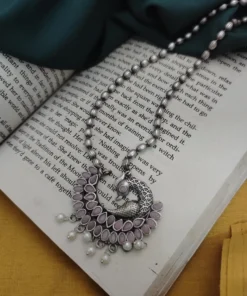 Glamaya Pritha Silver Replica Brass Peacock Chain Necklace 14 GLAM-NE-BR-21F4-231761-43-7 Glamaya Pritha Silver Replica Brass Peacock Chain Necklace 14 GLAM-NE-BR-21F4-231761-43-7