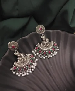 Glamaya Radhekrishna Dangle Silver Replica Earring 1 GLAM-ER-OX-25F7-249601-43-7