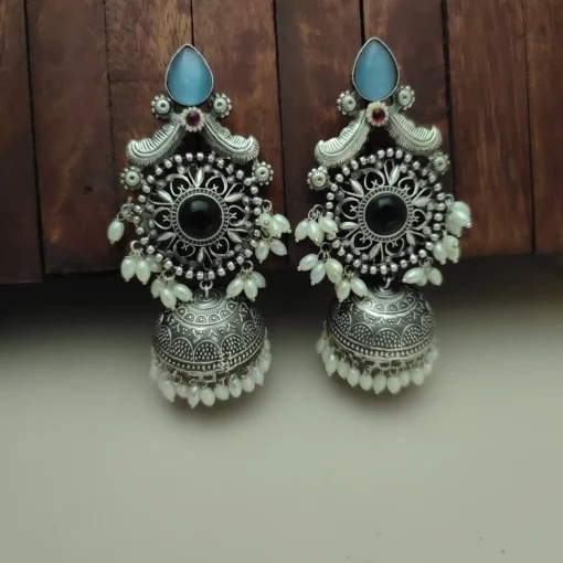 Glamaya Taksha Silver Lookalike Light Weight Jhumka Earring 1 GLAM-ER-OX-40-428296-55-10
