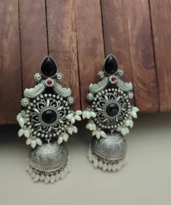 Glamaya Taksha Silver Lookalike Light Weight Jhumka Earring 3 GLAM-ER-OX-40-428296-55-10