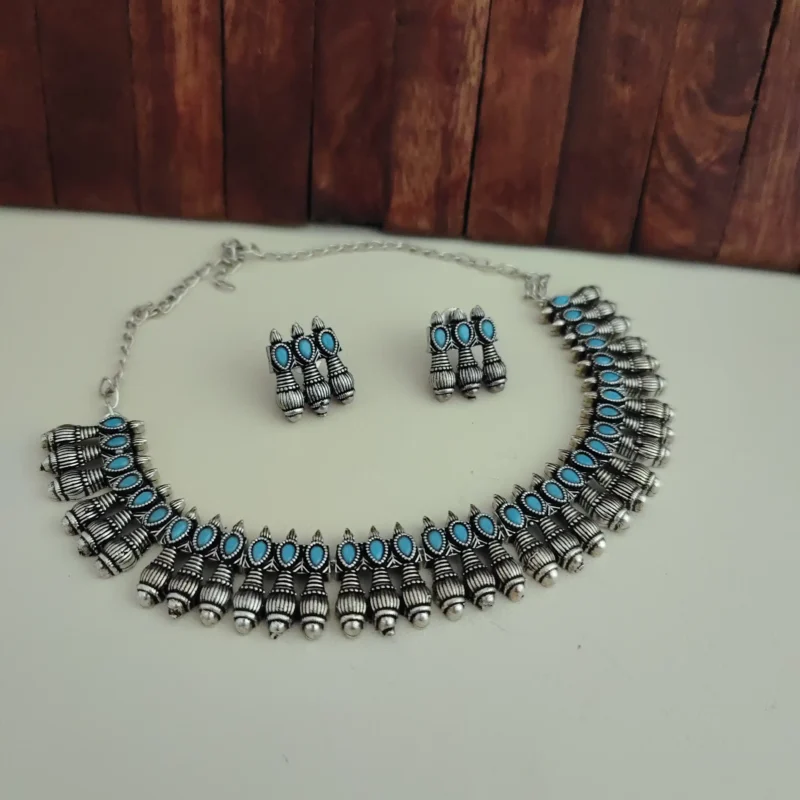 Glamaya Nitya Brass Choker Necklace Earring Set 4 GLAM-CN-BR-100-385024-157-2