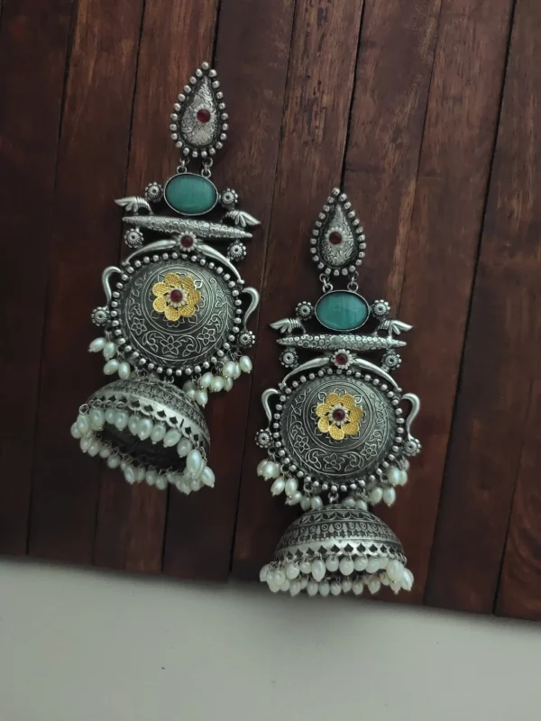 Glamaya Falguni Silver Replica Monalisa Jhumka Earring 2 GLAM-ER-OX-100-388732-123-5