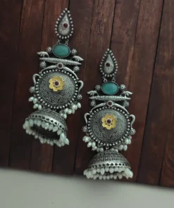 Glamaya Falguni Silver Replica Monalisa Jhumka Earring 2 GLAM-ER-OX-100-388732-123-5