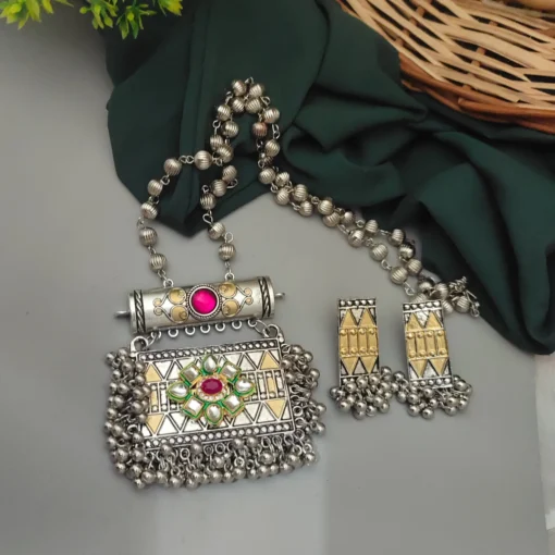 Glamaya Fida Long Two Tone One Fusion Necklace Earring Set 2 GLAM-CN-TT-21F4-975213-43-7 Glamaya Fida Long Two Tone One Fusion Necklace Earring Set 2 GLAM-CN-TT-21F4-975213-43-7