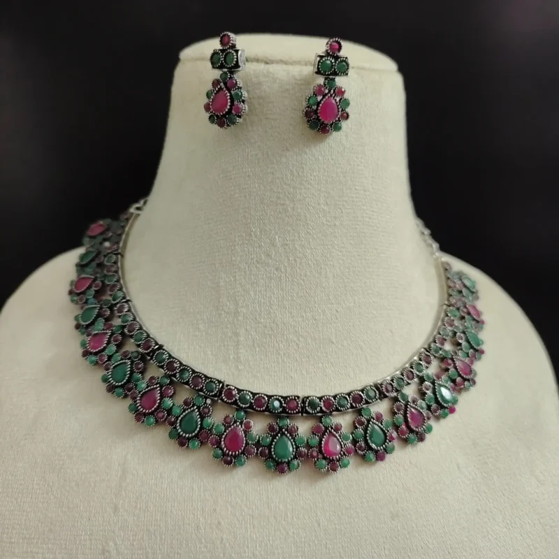 Glamaya Dipti Brass Choker Necklace Earring Set 1 GLAM-CN-BR-22F9-700101-43-7