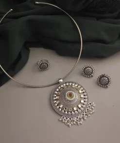 Glamaya Mishka Oxidised Hasli Necklace Earring Set 2 GLAM-CN-OX-17F1-999823-31-7