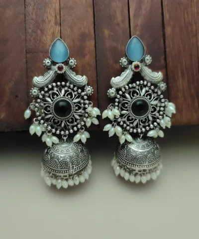 Glamaya Taksha Silver Lookalike Light Weight Jhumka Earring 2 GLAM-ER-OX-40-428296-55-10