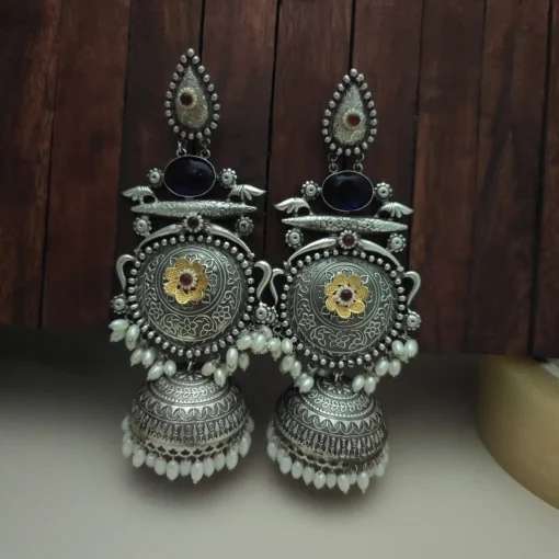 Glamaya Falguni Silver Replica Monalisa Jhumka Earring 4 GLAM-ER-OX-100-388732-123-5 Glamaya Falguni Silver Replica Monalisa Jhumka Earring 4 GLAM-ER-OX-100-388732-123-5
