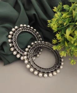 Glamaya Aanya Silver Replica Pearl Bangles Screw Openable 1 GLAM-BB-PE-90-333197-123-5