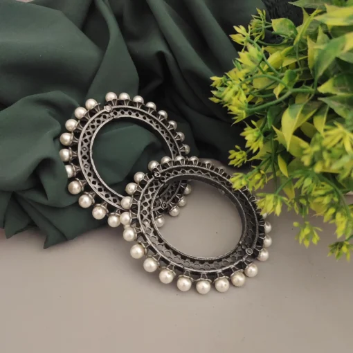 Glamaya Aanya Silver Replica Pearl Bangles Screw Openable 1 GLAM-BB-PE-90-333197-123-5