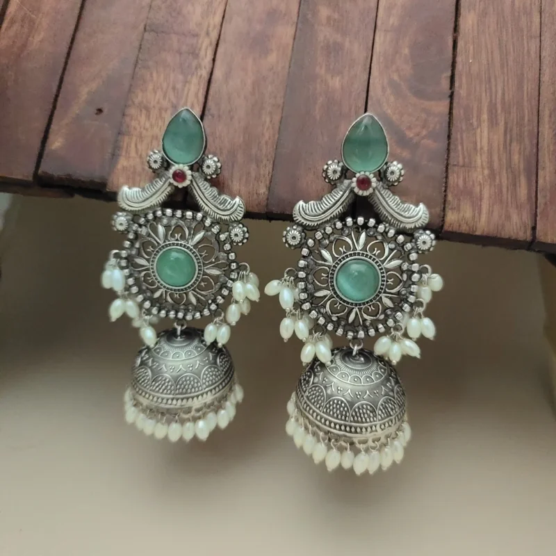 Glamaya Taksha Silver Lookalike Light Weight Jhumka Earring 10 GLAM-ER-OX-40-428296-55-10