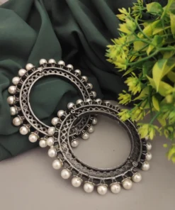 Glamaya Aanya Silver Replica Pearl Bangles Screw Openable 2 GLAM-BB-PE-90-333197-123-5