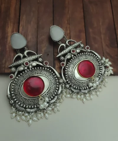 Glamaya Lakshita Silver Replica Dangles Earring 1 GLAM-ER-OX-100-788165-123-5