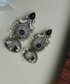 Glamaya Taksha Silver Lookalike Light Weight Jhumka Earring 4 GLAM-ER-OX-40-428296-55-10
