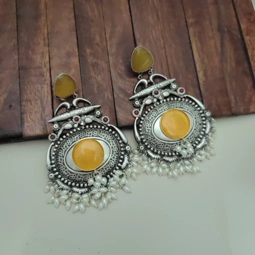 Glamaya Lakshita Silver Replica Dangles Earring 3 GLAM-ER-OX-100-788165-123-5 Glamaya Lakshita Silver Replica Dangles Earring 3 GLAM-ER-OX-100-788165-123-5