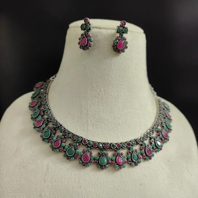 Glamaya Dipti Brass Choker Necklace Earring Set 2 GLAM-CN-BR-22F9-700101-43-7