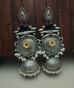 Glamaya Falguni Silver Replica Monalisa Jhumka Earring 3 GLAM-ER-OX-100-388732-123-5