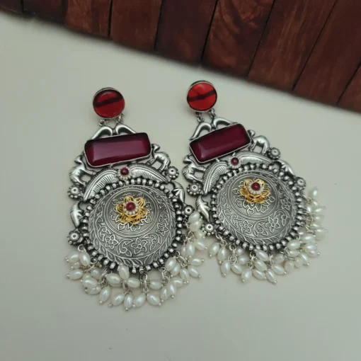 Glamaya Jasleen Silver Replica Dangles Earring 2 GLAM-ER-OX-166F7-237267-205-3 Glamaya Jasleen Silver Replica Dangles Earring 2 GLAM-ER-OX-166F7-237267-205-3