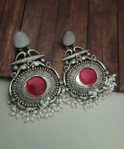 Glamaya Lakshita Silver Replica Dangles Earring 2 GLAM-ER-OX-100-788165-123-5