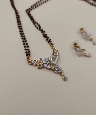Glamaya Jasmin American Diamond Mangalsutra Chain Design 1 GLAM-MA-CO-14-537306-27-5