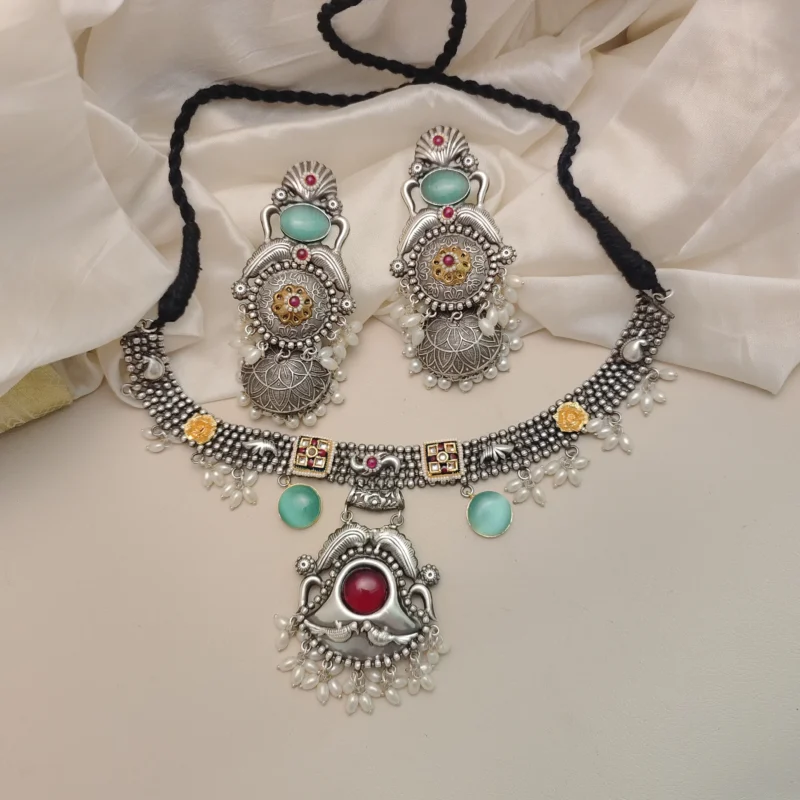 Glamaya Saanvi Fusion Jewellery Necklace Earring Set 2 GLAM-CN-OX-400-456220-550-2