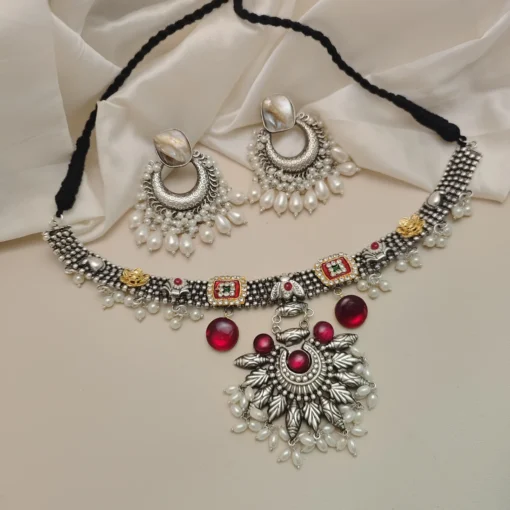 Glamaya Samiksha Fusion Necklace Earring Set 3 GLAM-CN-OX-160-800155-220-5 Glamaya Samiksha Fusion Necklace Earring Set 3 GLAM-CN-OX-160-800155-220-5