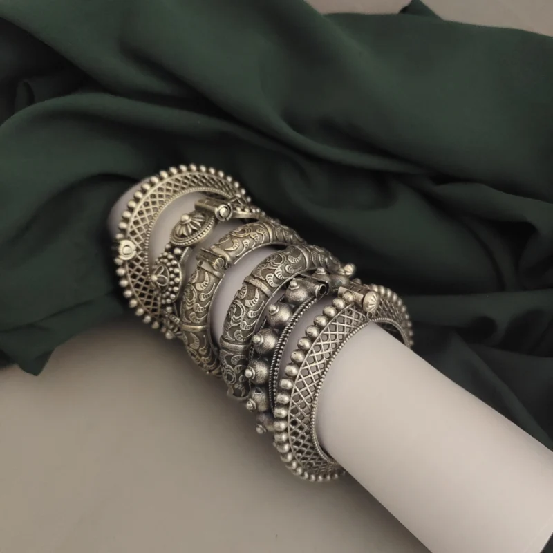 Glamaya Raksha Silver Replica Bangles Combo Set 2 GLAM-CB-OX-175-457105-225-8