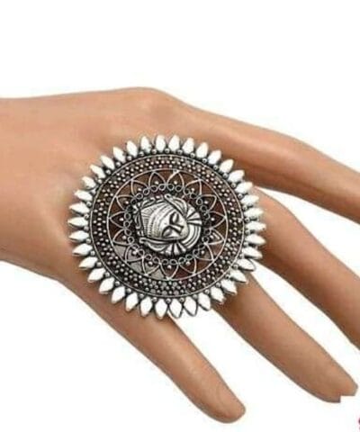 Glamaya Oxidised Durga Adjustable Ring For Women 1 GLAM-RI-OX-25-208099-57-2