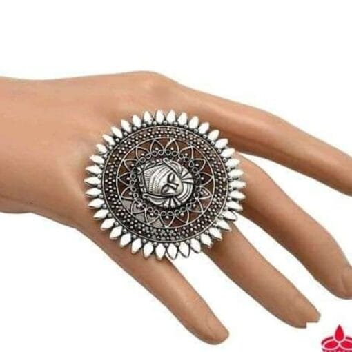 Glamaya Oxidised Durga Adjustable Ring For Women 1 GLAM-RI-OX-25-208099-57-2