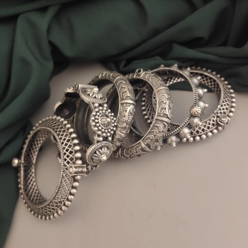 Glamaya Raksha Silver Replica Bangles Combo Set 1 GLAM-CB-OX-175-457105-225-8