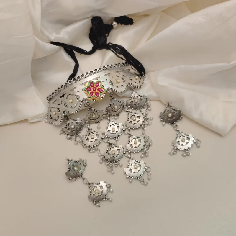 Glamaya Hrisha Choker Necklace Earring Set 2 GLAM-CN-OX-25F7-676502-43-7