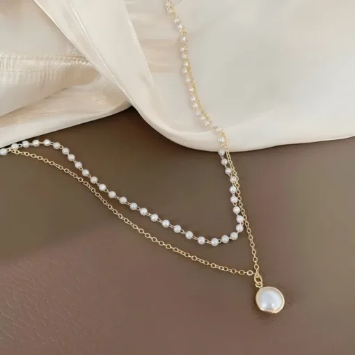 Glamaya Charming Cute Pearl Double Layer Chain Necklace 2 GLAM-NE-PE-10-026536-23-5 Glamaya Charming Cute Pearl Double Layer Chain Necklace 2 GLAM-NE-PE-10-026536-23-5
