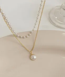 Glamaya Charming Cute Pearl Double Layer Chain Necklace 3 GLAM-NE-PE-10-026536-23-5 Glamaya Charming Cute Pearl Double Layer Chain Necklace 3 GLAM-NE-PE-10-026536-23-5