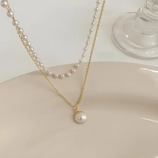 Glamaya Charming Cute Pearl Double Layer Chain Necklace 3 GLAM-NE-PE-10-026536-23-5 Glamaya Charming Cute Pearl Double Layer Chain Necklace 3 GLAM-NE-PE-10-026536-23-5