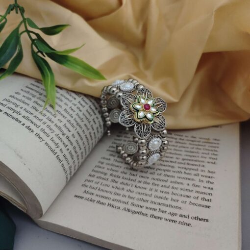 Glamaya Setu Oxidised Flower Fusion Adjustable Bracelet 5 GLAM-CB-OX-40-568832-74-2 Glamaya Setu Oxidised Flower Fusion Adjustable Bracelet 5 GLAM-CB-OX-40-568832-74-2