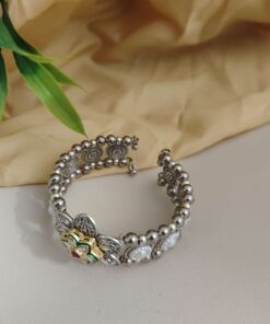 Glamaya Setu Oxidised Flower Fusion Adjustable Bracelet 2 GLAM-CB-OX-40-568832-74-2