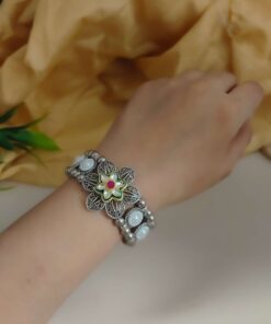 Glamaya Setu Oxidised Flower Fusion Adjustable Bracelet 4 GLAM-CB-OX-40-568832-74-2