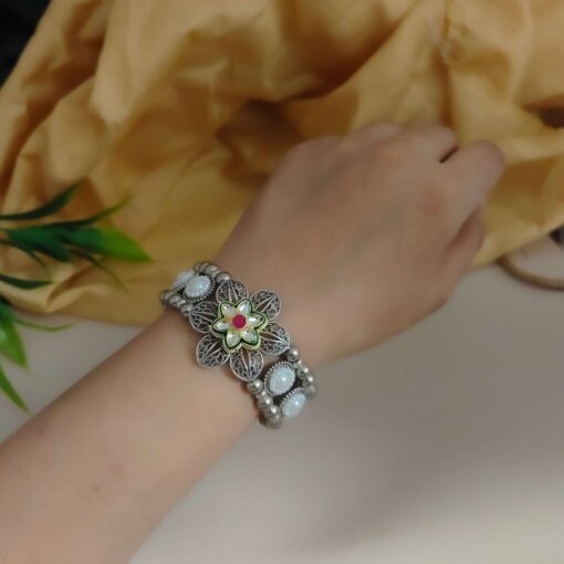 Glamaya Setu Oxidised Flower Fusion Adjustable Bracelet 4 GLAM-CB-OX-40-568832-74-2 Glamaya Setu Oxidised Flower Fusion Adjustable Bracelet 4 GLAM-CB-OX-40-568832-74-2