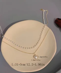 Glamaya Charming Cute Pearl Double Layer Chain Necklace 6 GLAM-NE-PE-10-026536-23-5 Glamaya Charming Cute Pearl Double Layer Chain Necklace 6 GLAM-NE-PE-10-026536-23-5