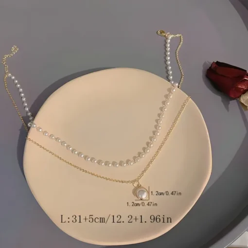 Glamaya Charming Cute Pearl Double Layer Chain Necklace 6 GLAM-NE-PE-10-026536-23-5 Glamaya Charming Cute Pearl Double Layer Chain Necklace 6 GLAM-NE-PE-10-026536-23-5