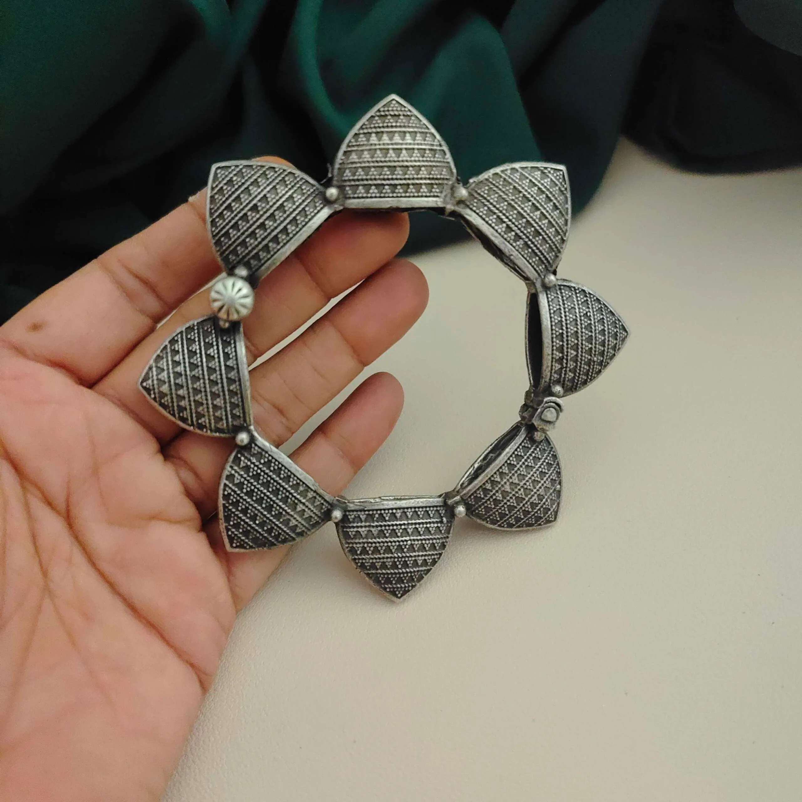 Glamaya Swapna Silver Replica Screw Openable Bangle 2 GLAM-BB-OX-35-301987-55-10